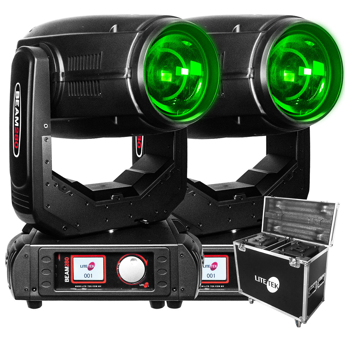 Lite Tek BEAM 280 Moving Beam Light - 2 in a Flight Case