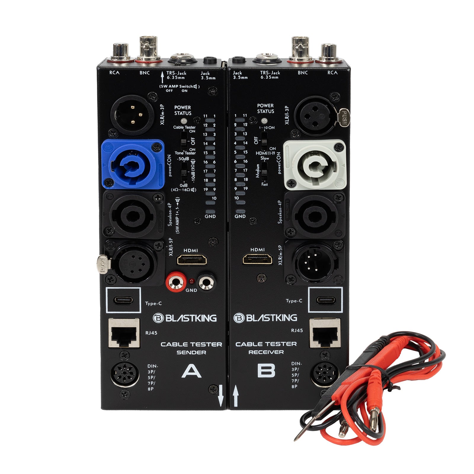 Blastking CTAB Cable Tester A/B – Universal Detachable Cable Tester for XLR, 1/4”, RCA, Speakon, USB, BNC & More – Portable Audio Cable Checker for Studio, Stage, and Live Sound