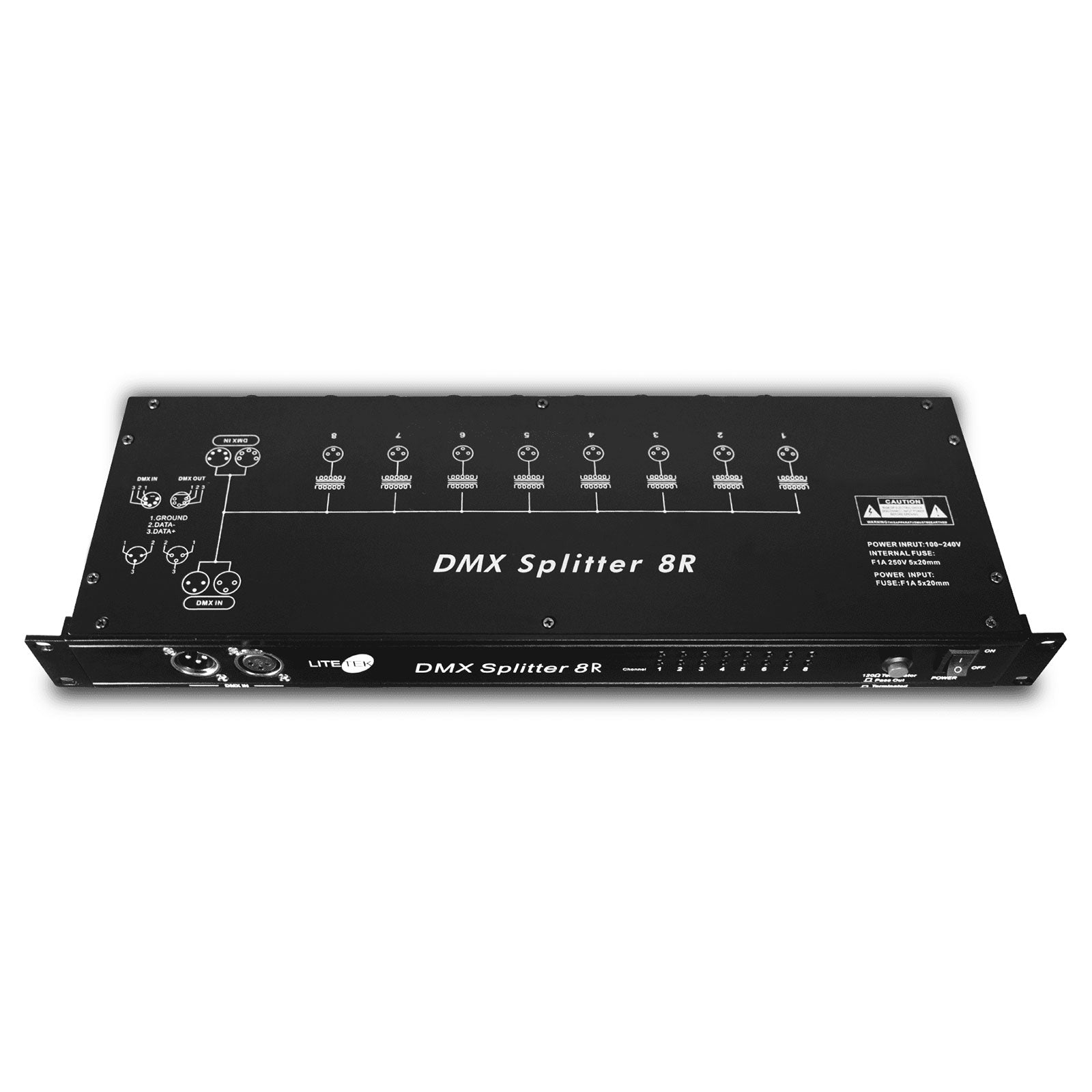 Lite Tek SPLITTER 8R - 8 Channel Rackmount DMX Splitter
