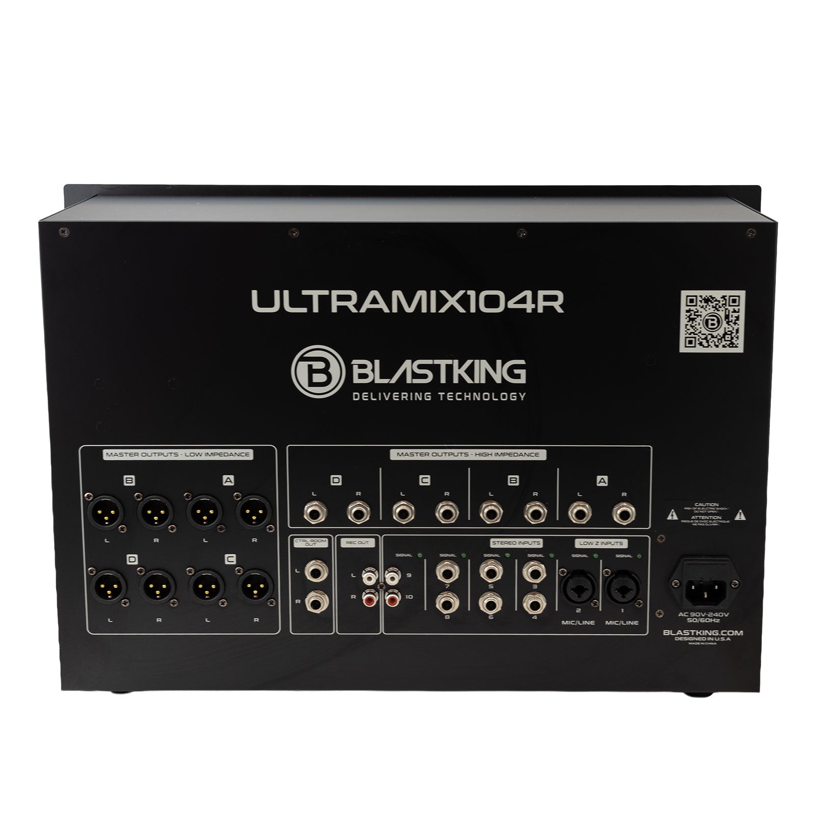 Blastking ULTRAMIX104R – 10-Channel 4U Rackmount Professional Mixer, 24 DSP Effects, Bluetooth, USB/MP3 Playback, 7-Band EQ, PC Interface