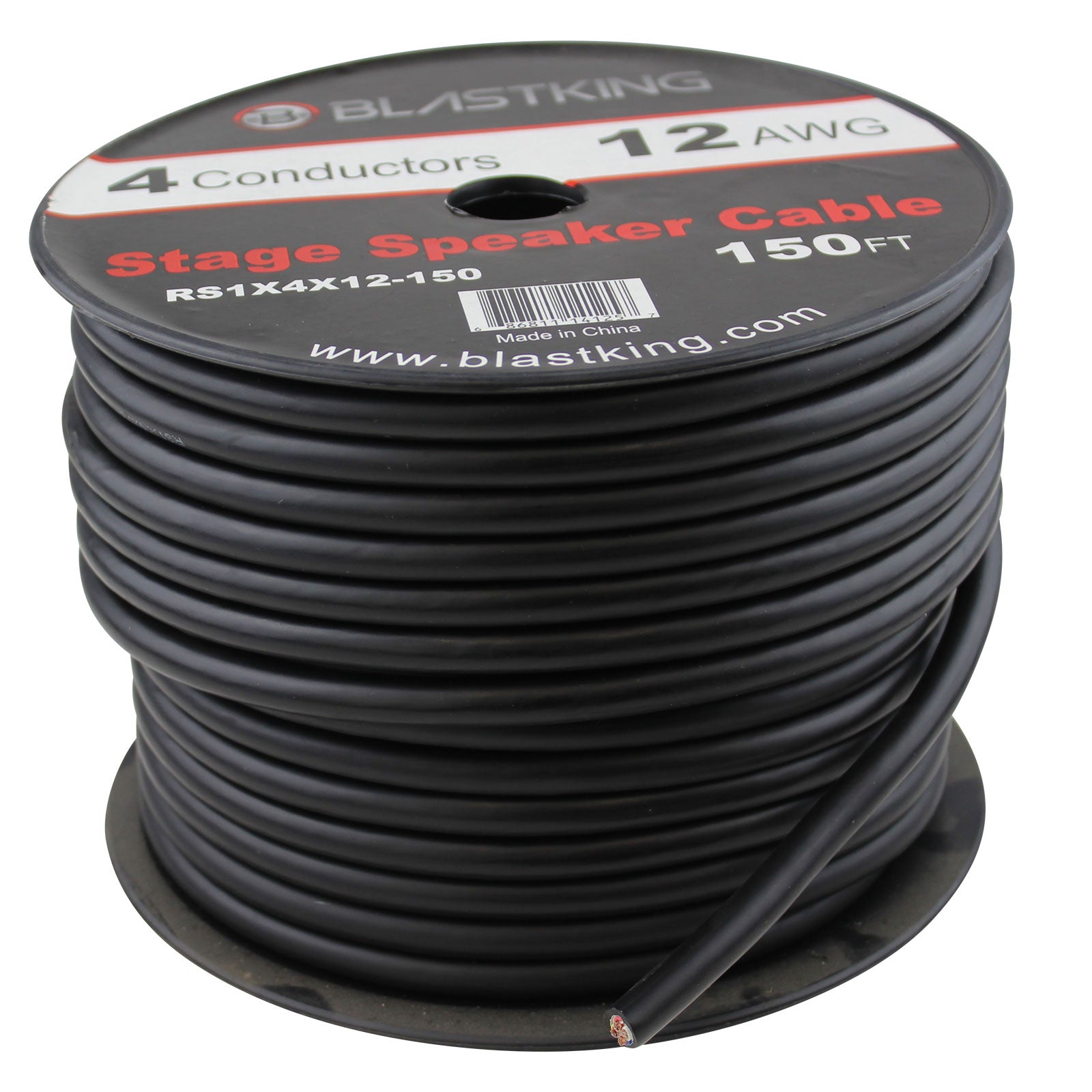 Blastking RS1X4X12-150 12 AWG 4-Conductor Speaker Cable 150 Ft