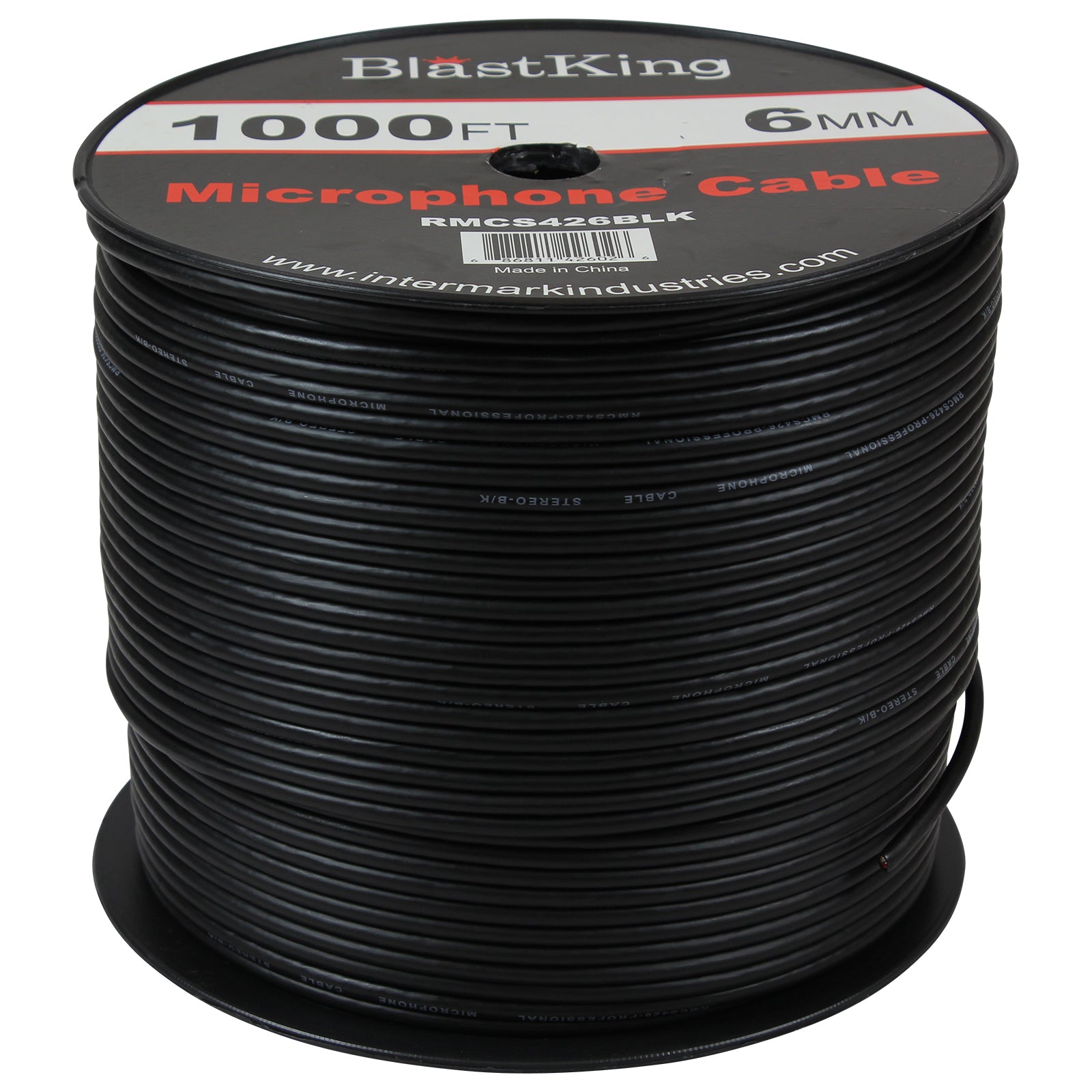 Blastking RMCS426BLK 24 AWG 2-Conductor Microphone Cable 1000 Ft Black
