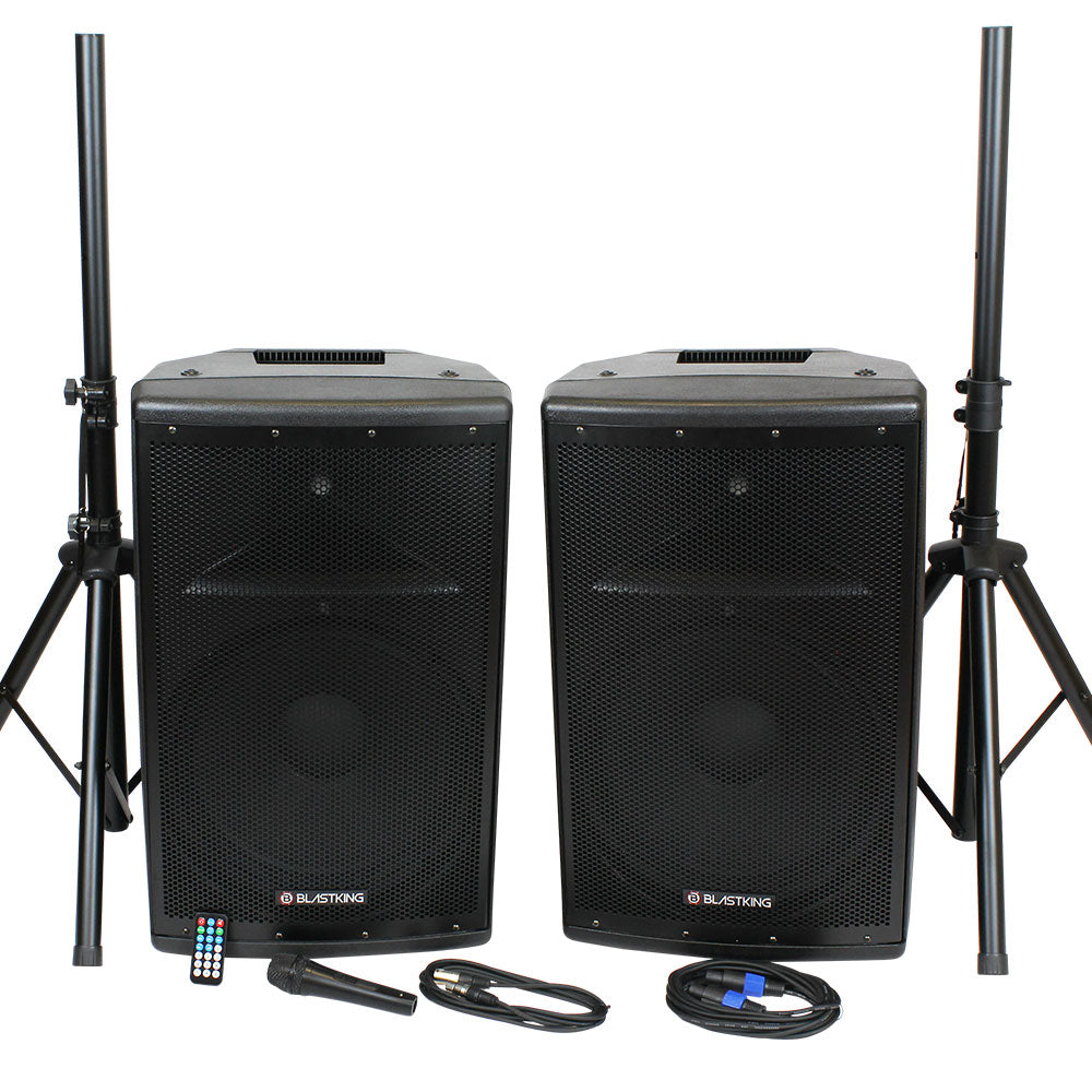 1000 Watts 15 inch Active and Passive Speaker Box System w/Mic and Stand- BDT15CMB2