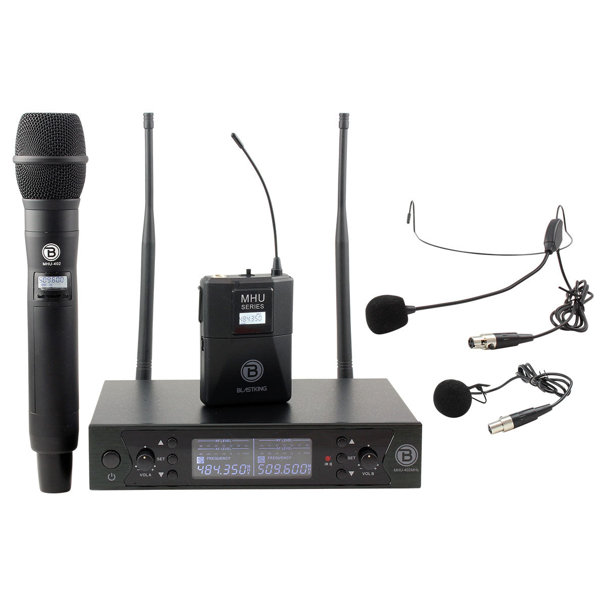Blastking MHU402MHL Dual UHF Combo Wireless Microphone System