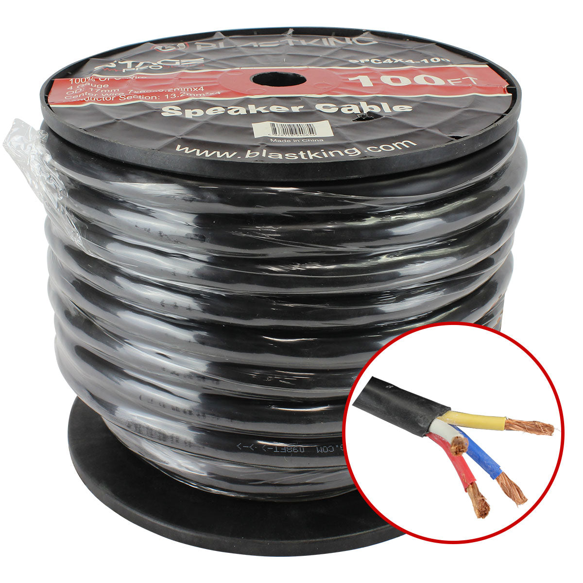 Blastking SPC4X4-100 AWG 4-Conductor Speaker Cable 100 Ft
