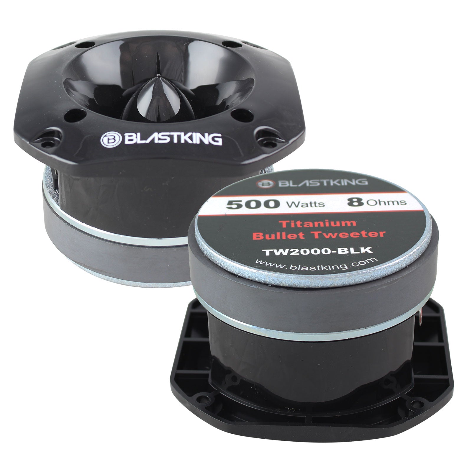 Blastking TW2000-BLK 500 Watts 4x4 inch 1.5 inch VC Titanium Bullet Tweeter Black
