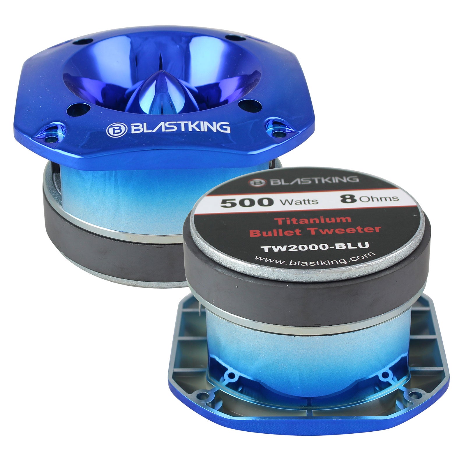 Blastking TW2000-BLU 500 Watts 4x4 inch 1.5 inch VC Titanium Bullet Tweeter Blue