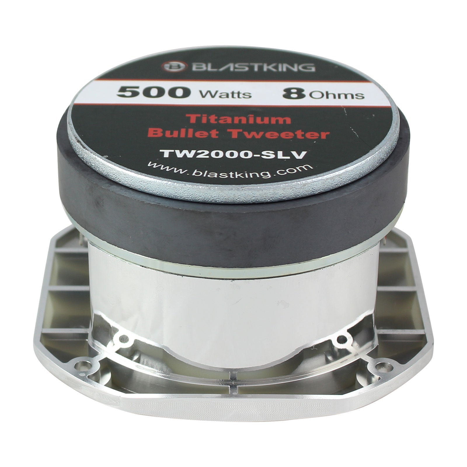Blastking TW2000-SLV 500 Watts 4x4 inch 1.5 inch VC Titanium Bullet Tweeter Silver