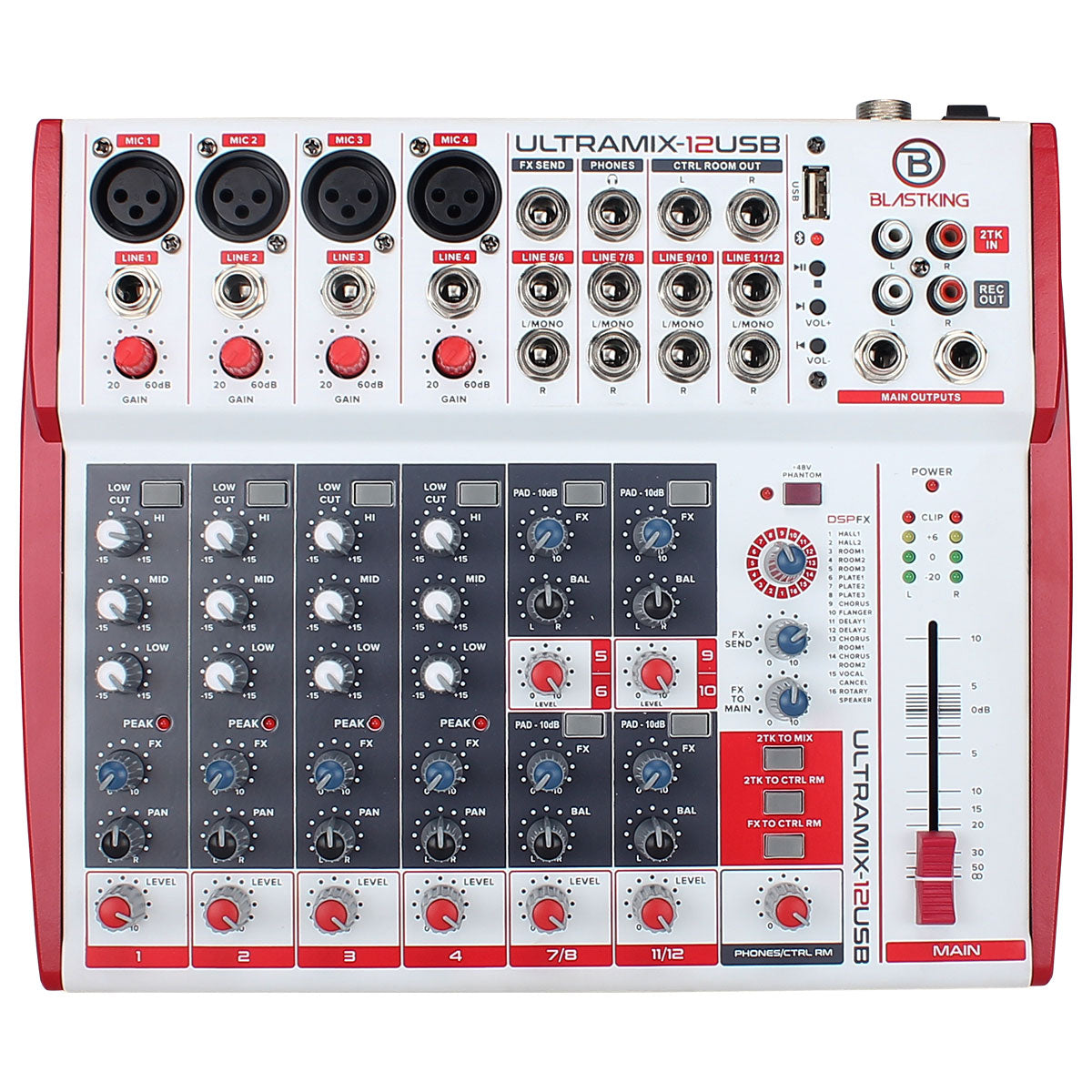 Blastking ULTRAMIX-12USB 12 Channel Analog Stereo Mixing Console