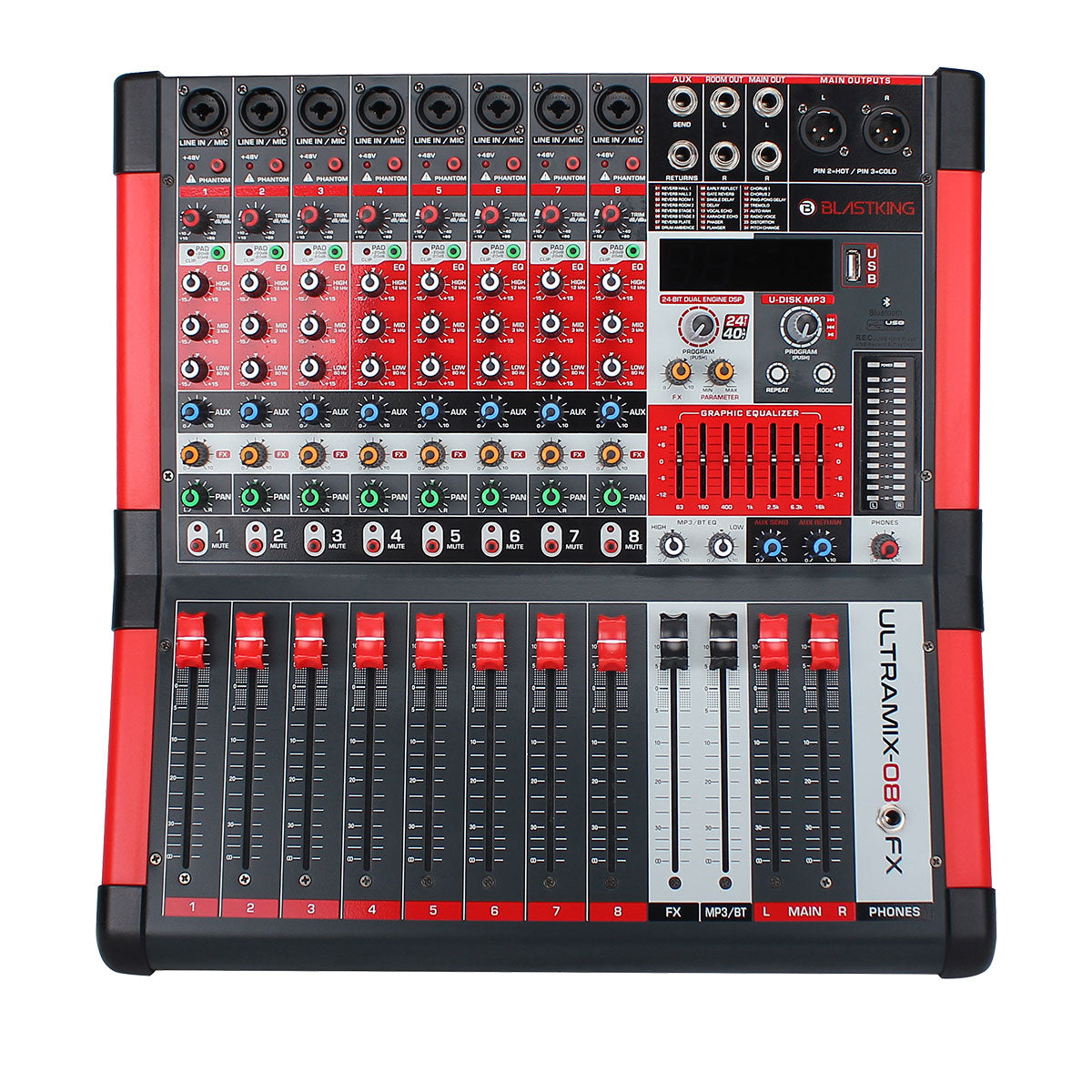 Blastking ULTRAMIX-8FX 8 Channel Analog Stereo Mixing Console