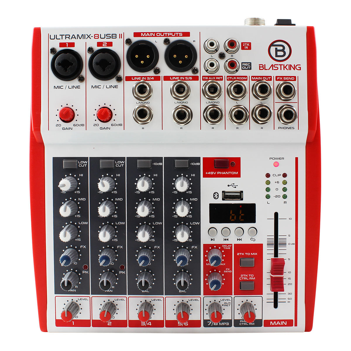 Blastking ULTRAMIX-8USBII 8 Channel Analog Stereo Mixing Console