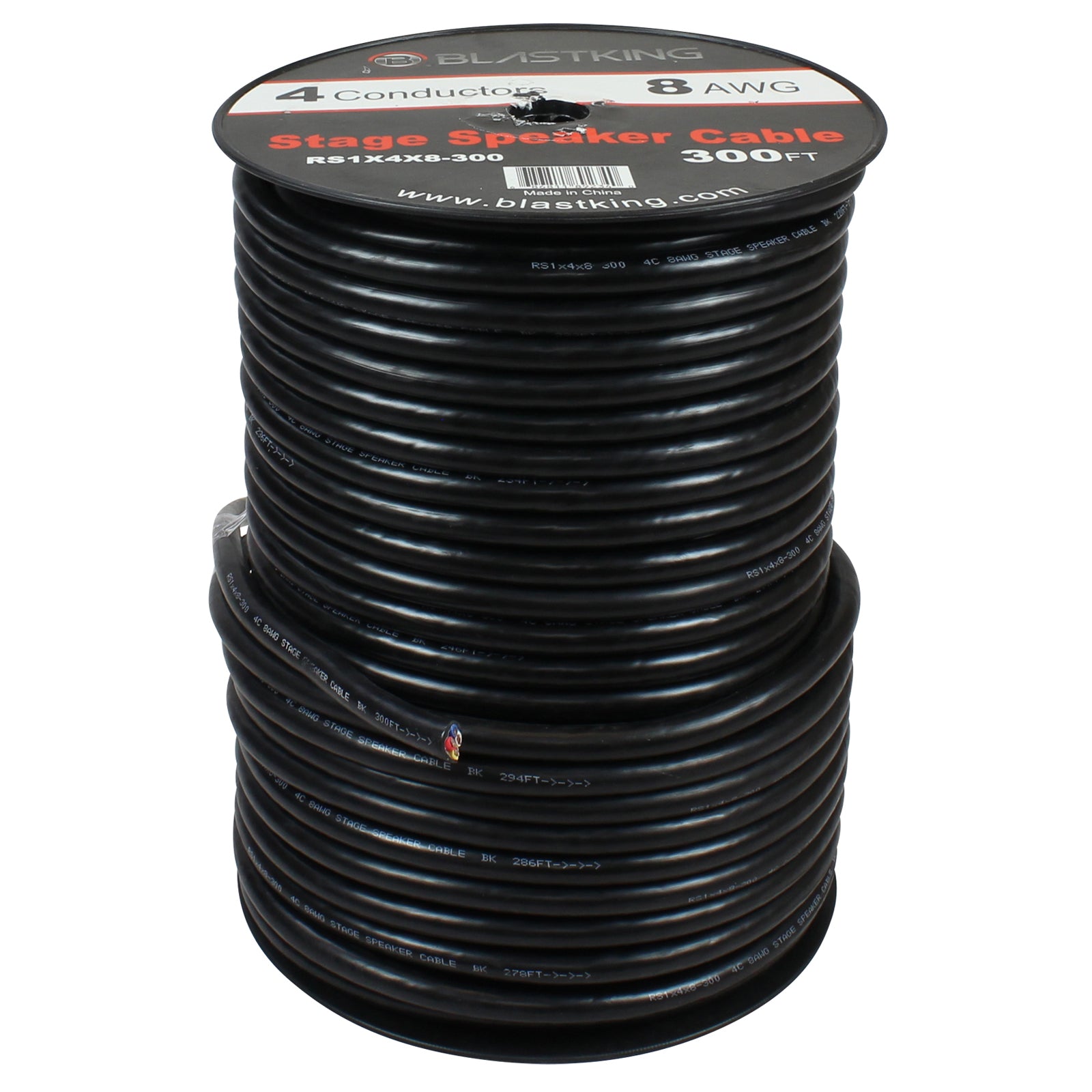 Blastking RS1X4X8-300 8 AWG 4-Conductor Speaker Cable 300 Ft