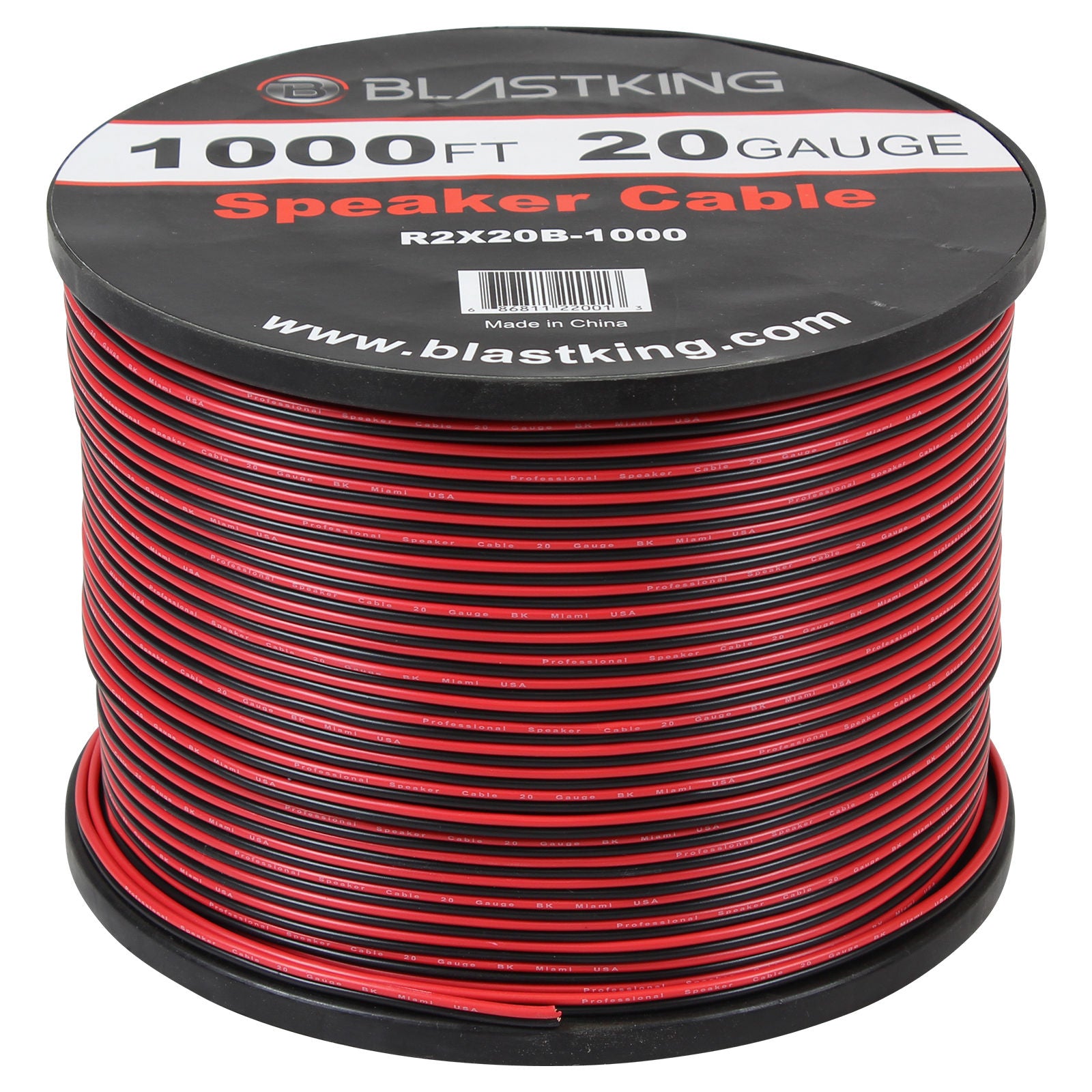 Blastking R2X20B-1000 20 AWG 2-Conductor Speaker Cable 1000 Ft