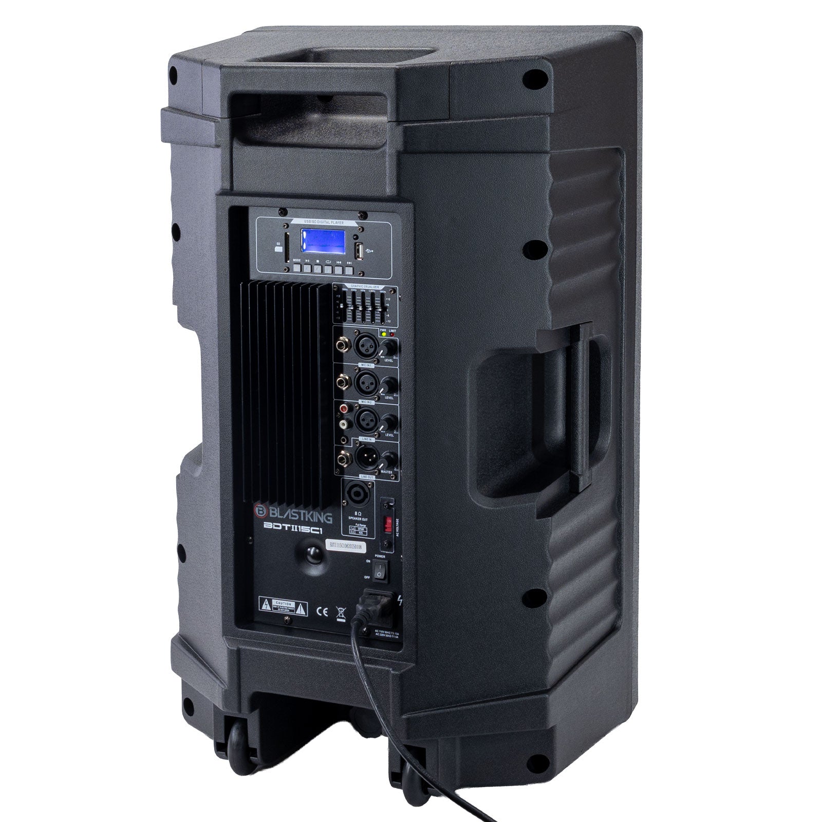 Blastking BDTII15C1 15 Inch 1000 Watts 2-Way Active Loudspeaker Combo with Bluetooth, TWS, MP3 Player, Speaker Stand, 2 MH30 Wired Microphones and 2 XLR Cables