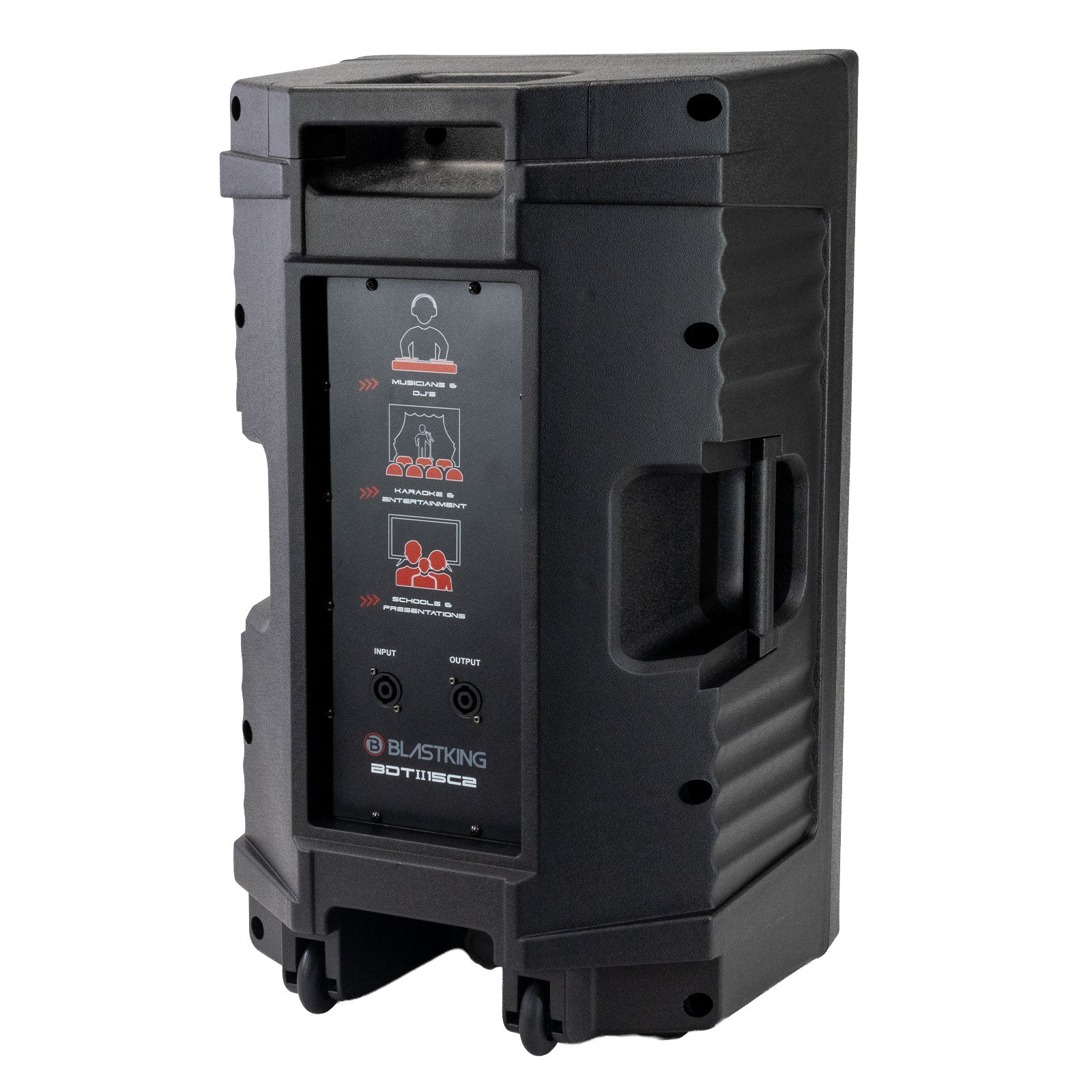 Blastking BDTII15C2 15 Inch 1000 Watts 2-Way Active & Passive Loudspeaker Combo with Bluetooth, TWS, MP3 Player, 2 Speaker Stands, 2 MH30 Wired Microphones, 2 XLR Cables and Speaker Cable