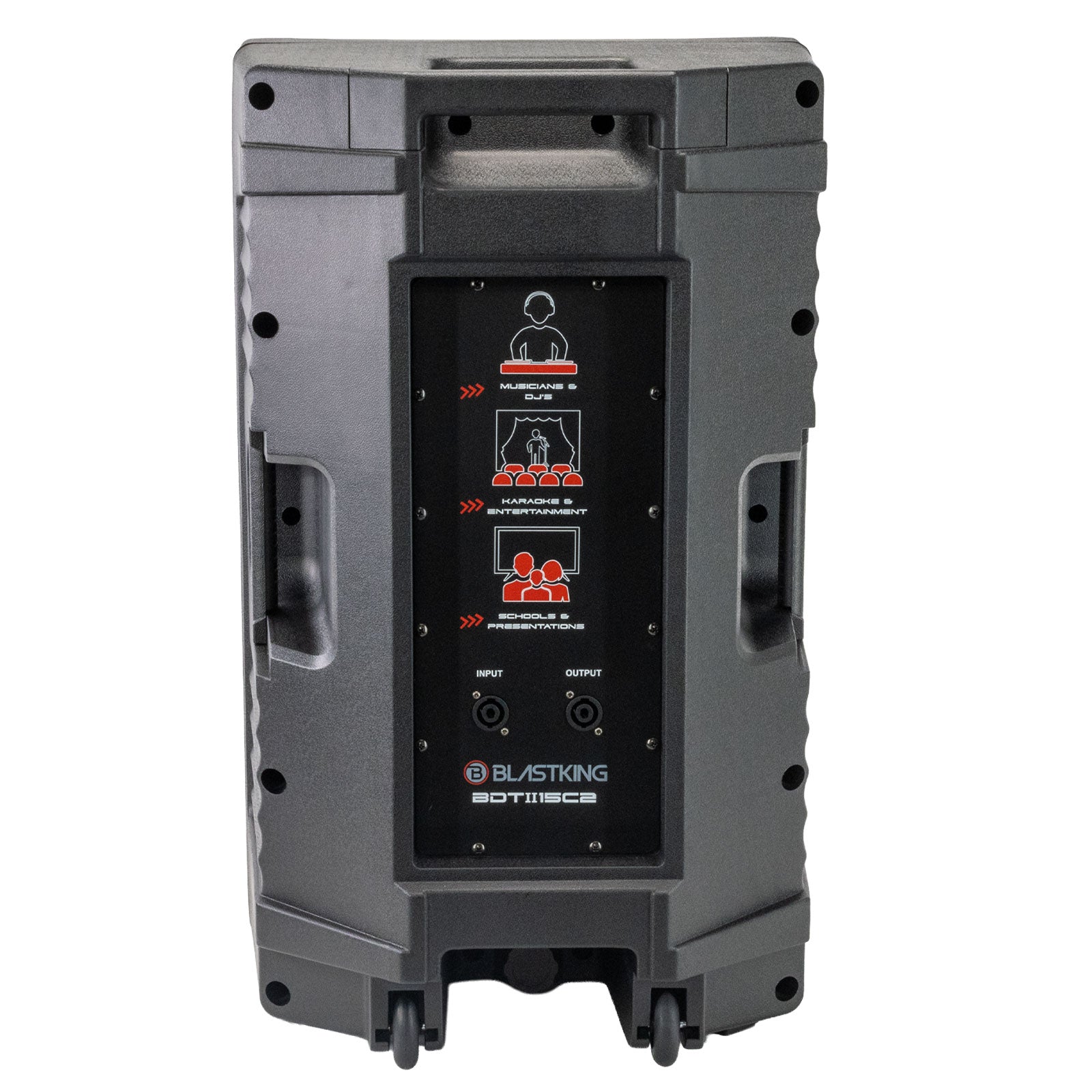 Blastking BDTII15C2 15 Inch 1000 Watts 2-Way Active & Passive Loudspeaker Combo with Bluetooth, TWS, MP3 Player, 2 Speaker Stands, 2 MH30 Wired Microphones, 2 XLR Cables and Speaker Cable