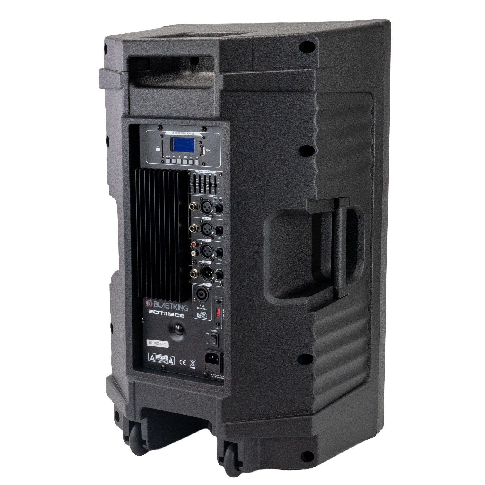 Blastking BDTII15C2 15 Inch 1000 Watts 2-Way Active & Passive Loudspeaker Combo with Bluetooth, TWS, MP3 Player, 2 Speaker Stands, 2 MH30 Wired Microphones, 2 XLR Cables and Speaker Cable