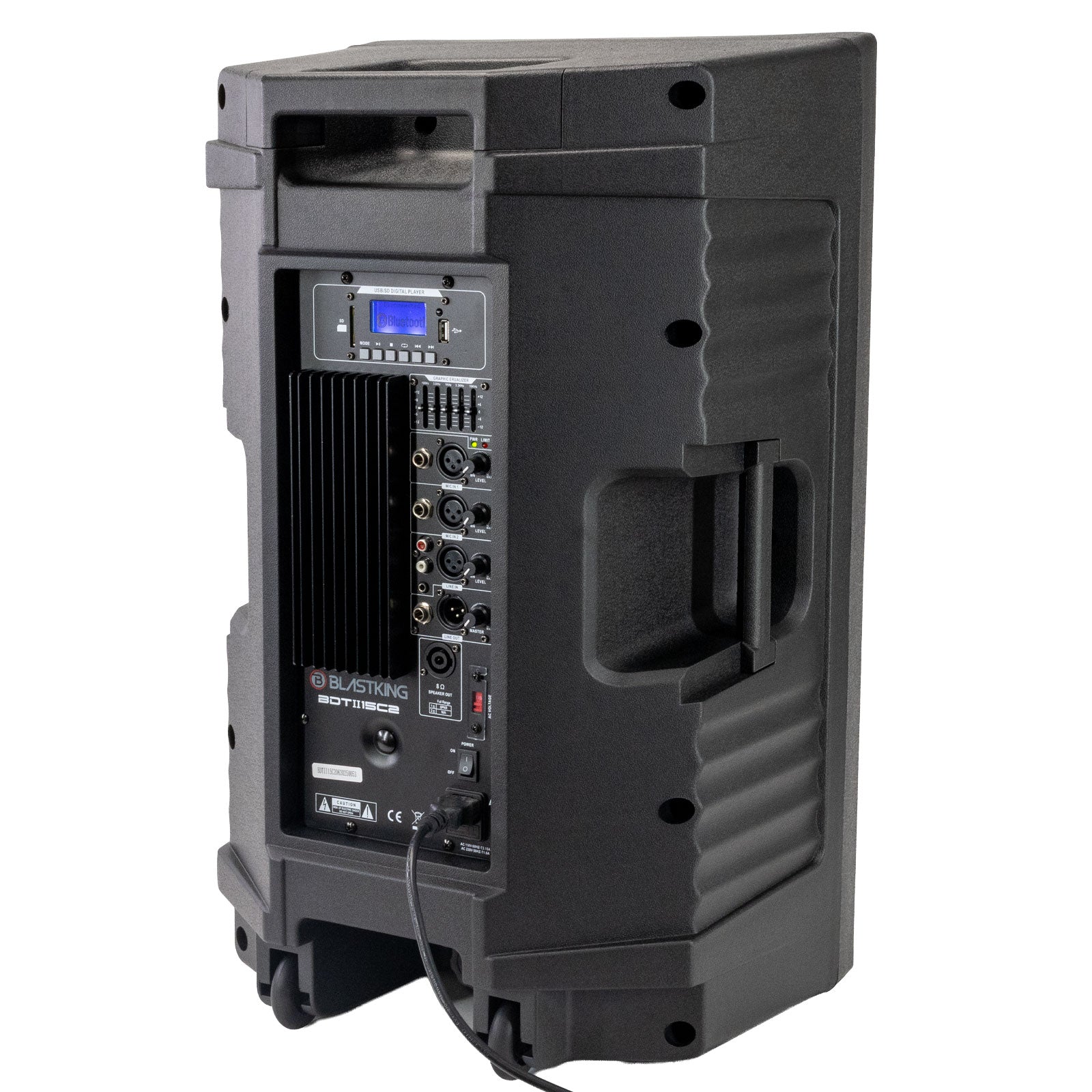 Blastking BDTII15C2 15 Inch 1000 Watts 2-Way Active & Passive Loudspeaker Combo with Bluetooth, TWS, MP3 Player, 2 Speaker Stands, 2 MH30 Wired Microphones, 2 XLR Cables and Speaker Cable