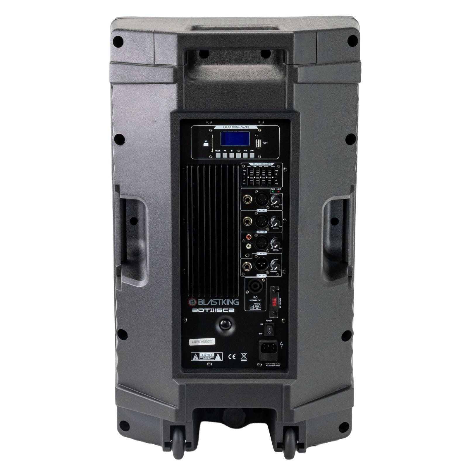 Blastking BDTII15C2 15 Inch 1000 Watts 2-Way Active & Passive Loudspeaker Combo with Bluetooth, TWS, MP3 Player, 2 Speaker Stands, 2 MH30 Wired Microphones, 2 XLR Cables and Speaker Cable