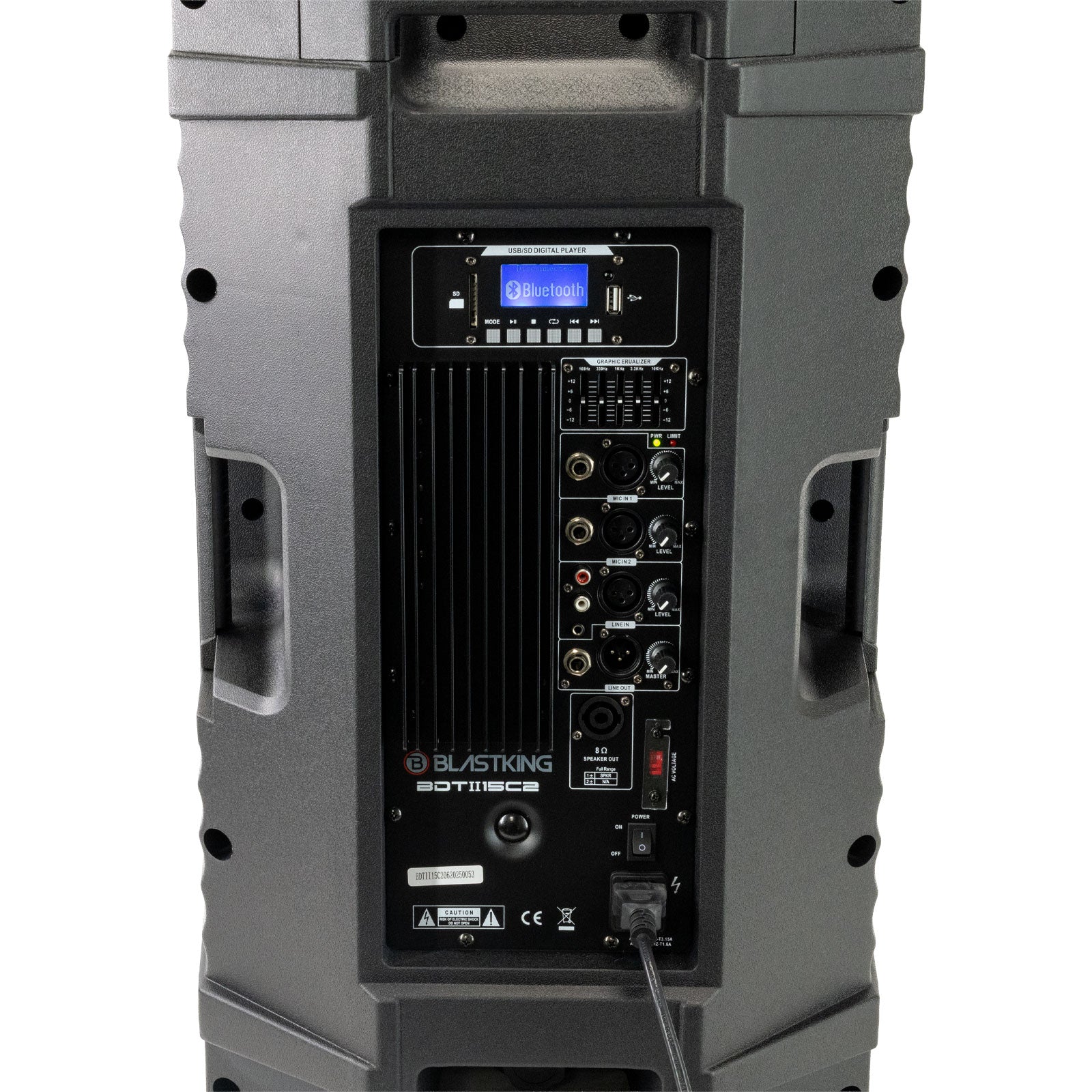 Blastking BDTII15C2 15 Inch 1000 Watts 2-Way Active & Passive Loudspeaker Combo with Bluetooth, TWS, MP3 Player, 2 Speaker Stands, 2 MH30 Wired Microphones, 2 XLR Cables and Speaker Cable