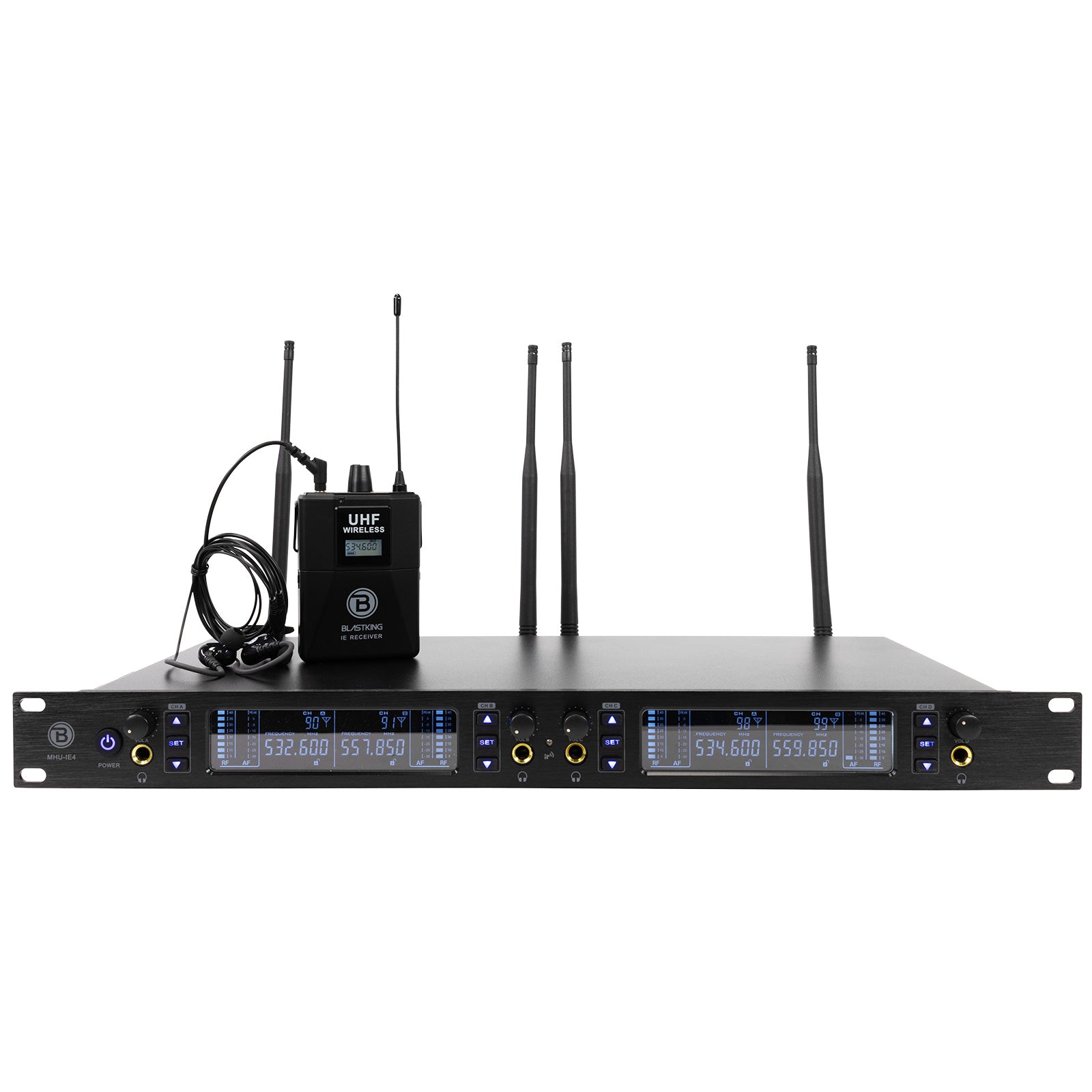 Blastking MHU-IE4 Quad UHF Wireless In-Ear Monitor System