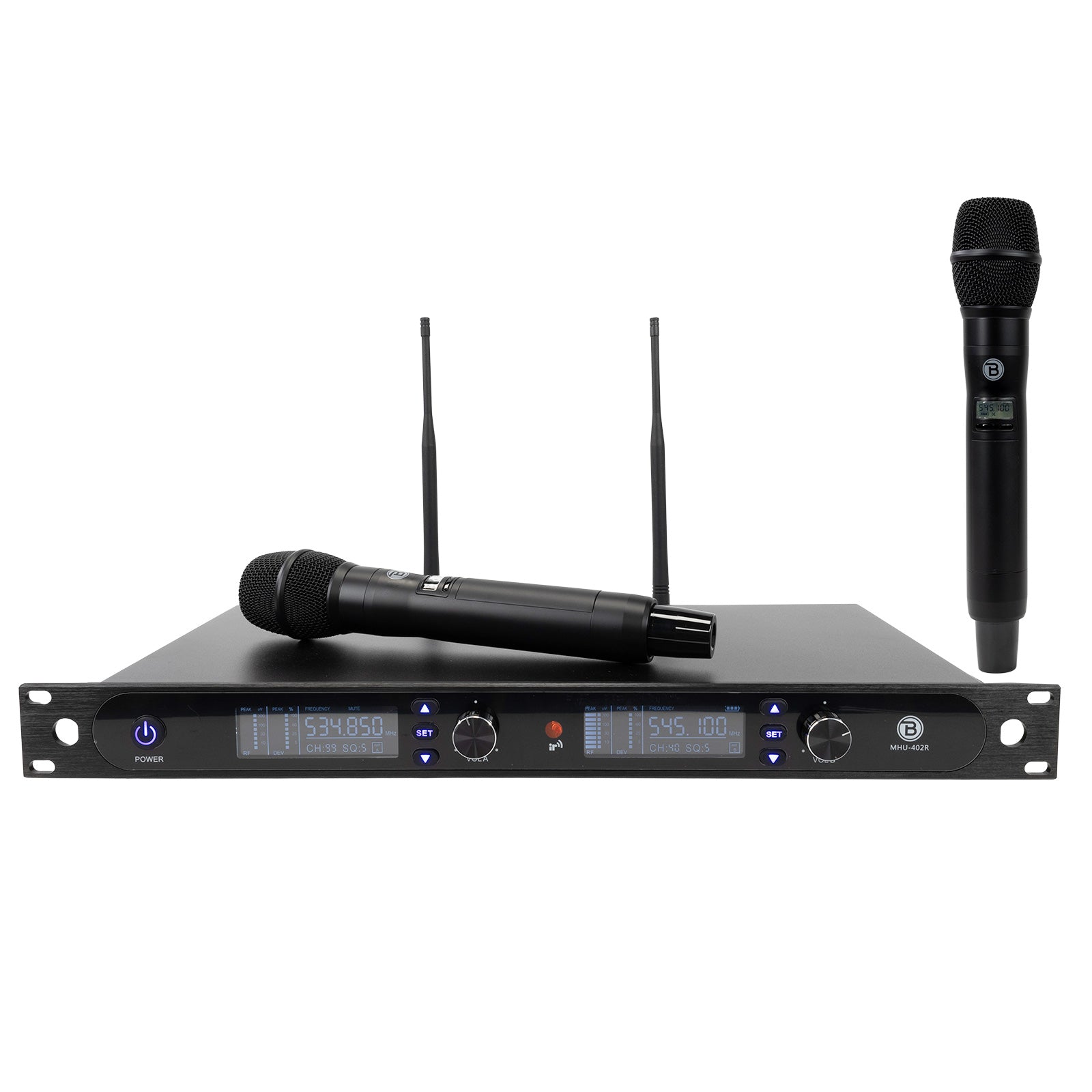 Blastking MHU402R Rack-Mount Dual Handheld UHF Wireless Microphone System