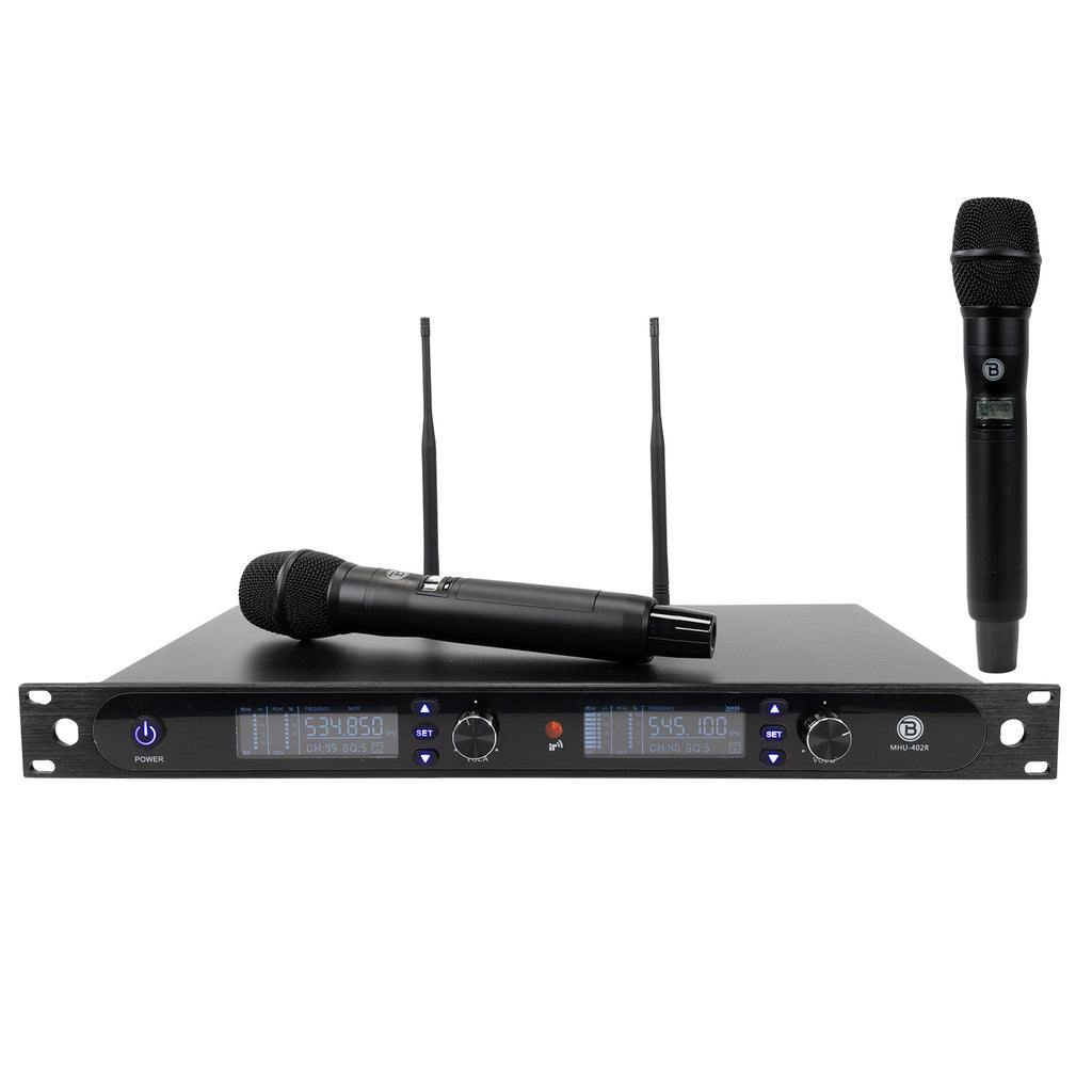 Blastking MHU402R Rack-Mount Dual Handheld UHF Wireless Microphone Sys