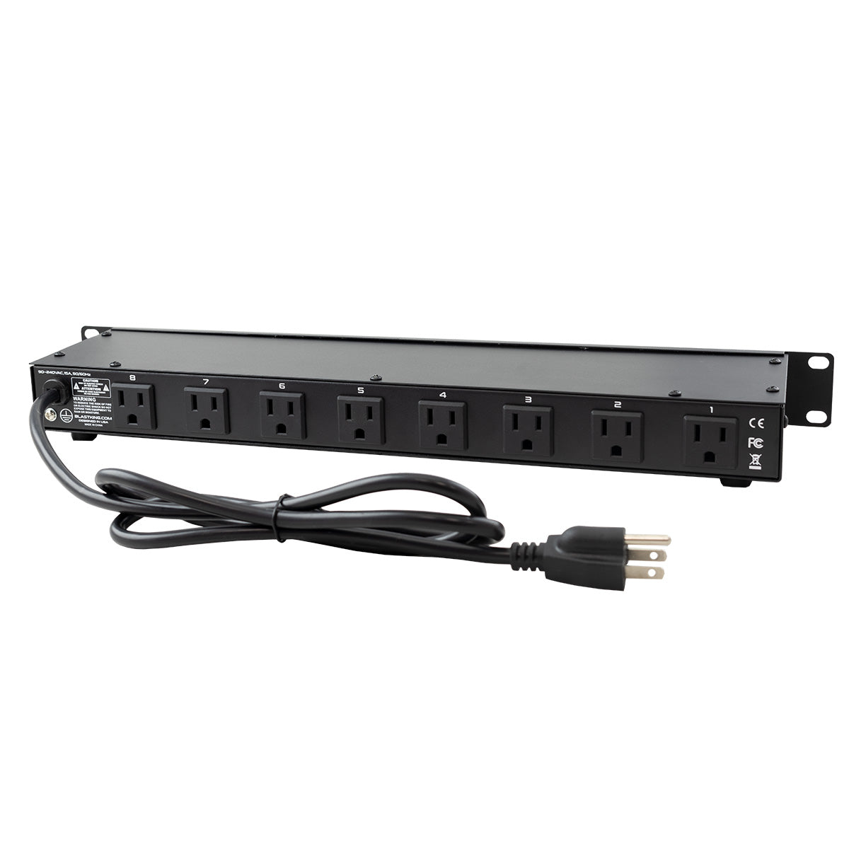 Blastking PC08-15 19 Inch Rack Power Center 8 Outlets and 2 USB Ports