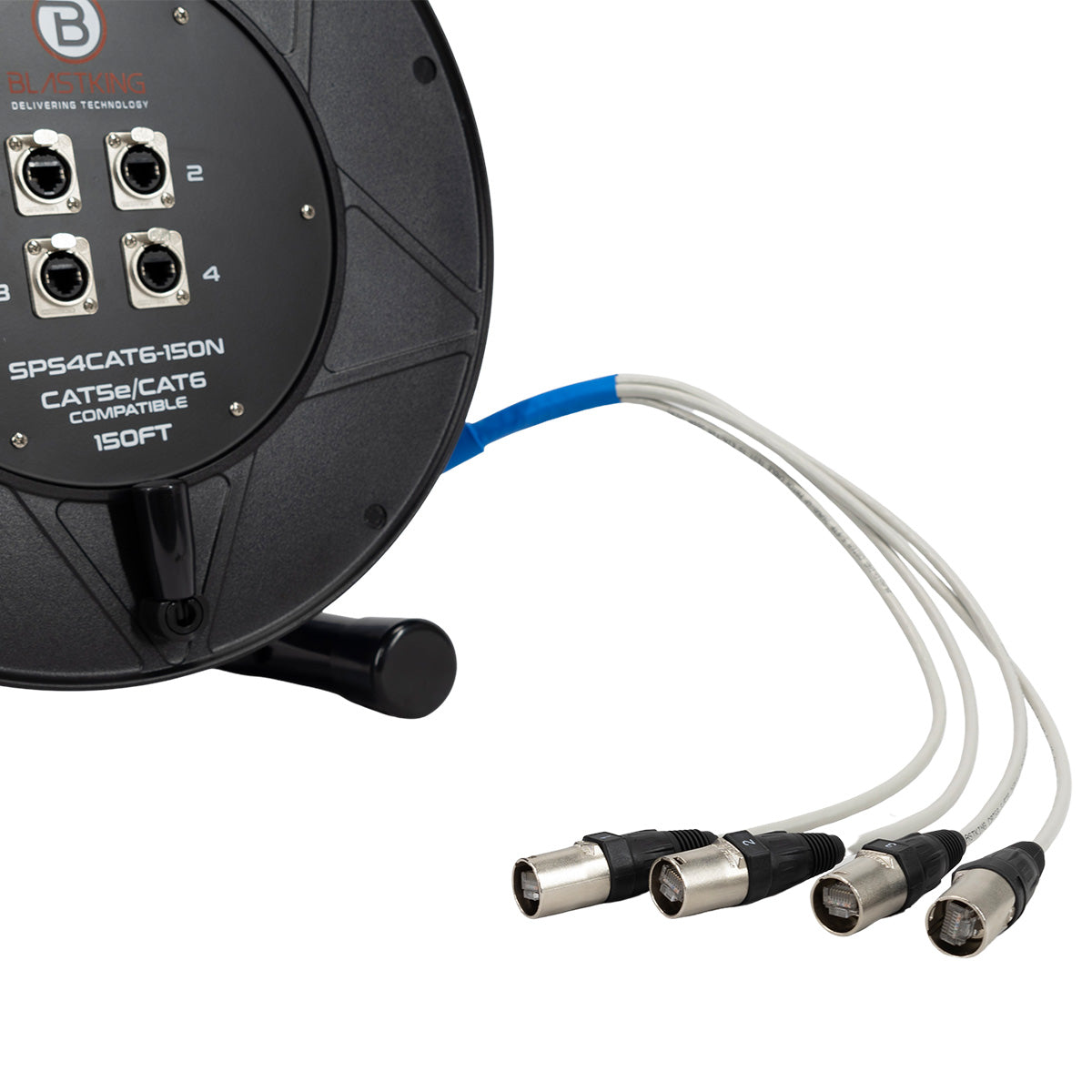 Blastking SPS4CAT6-150N CAT5e/CAT6 Touring Audio Reel Snake Cable 4 Channel, 150 Ft.