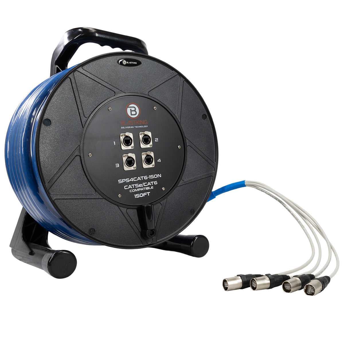 Blastking SPS4CAT6-150N CAT5e/CAT6 Touring Audio Reel Snake Cable 4 Ch