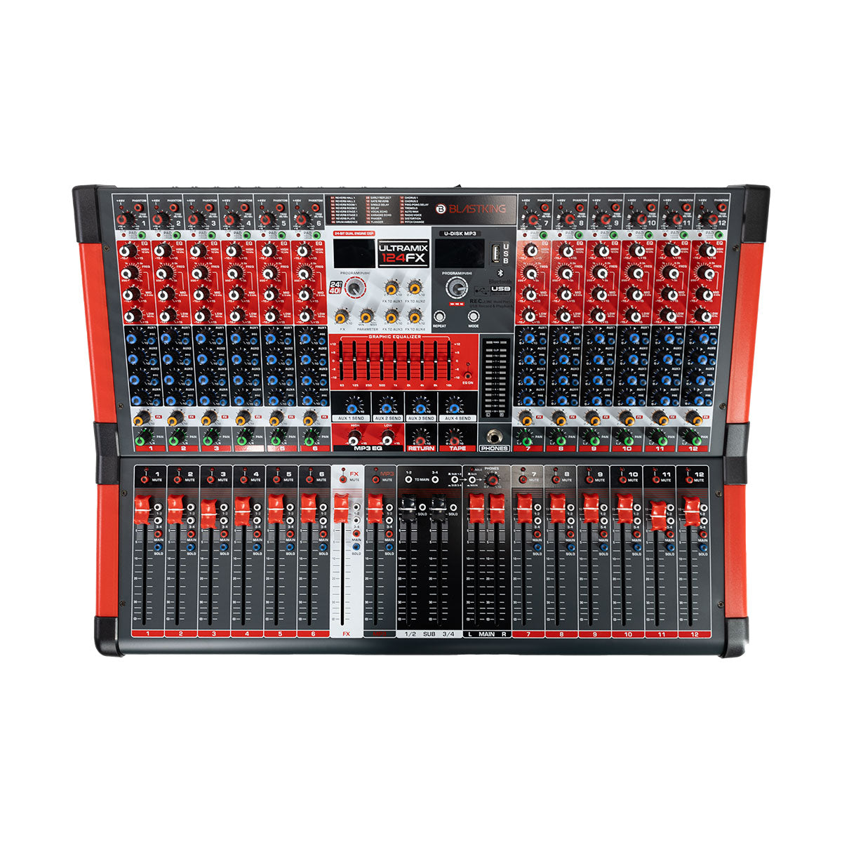 Blastking ULTRAMIX-124FX 12 Channel Professional Mixing Console with 4 Aux and DSP