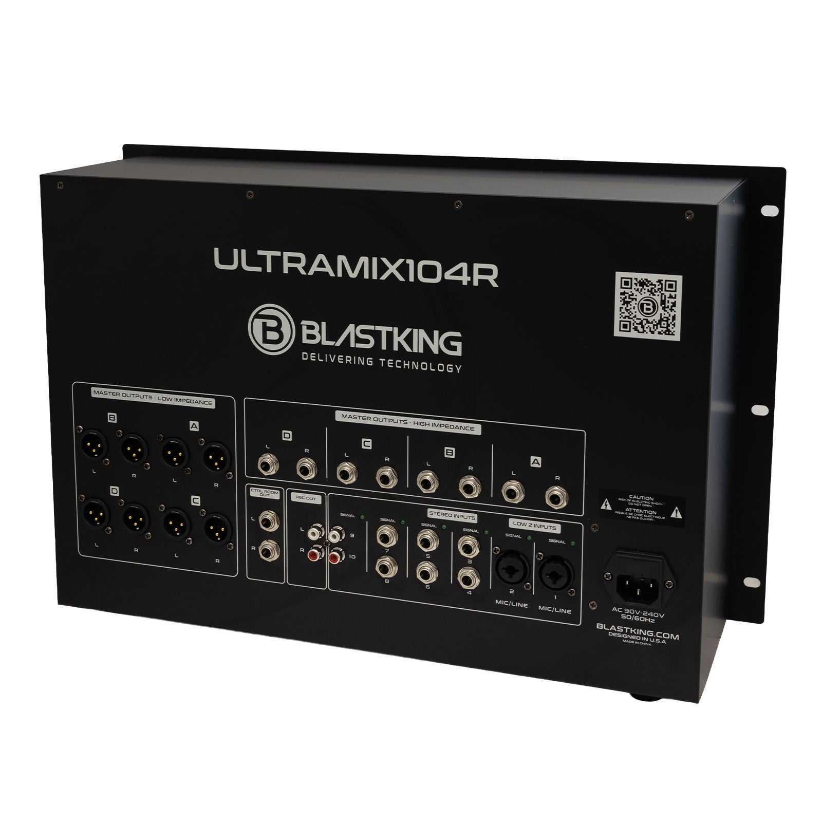 Blastking ULTRAMIX104R – 10-Channel 4U Rackmount Professional Mixer, 24 DSP Effects, Bluetooth, USB/MP3 Playback, 7-Band EQ, PC Interface