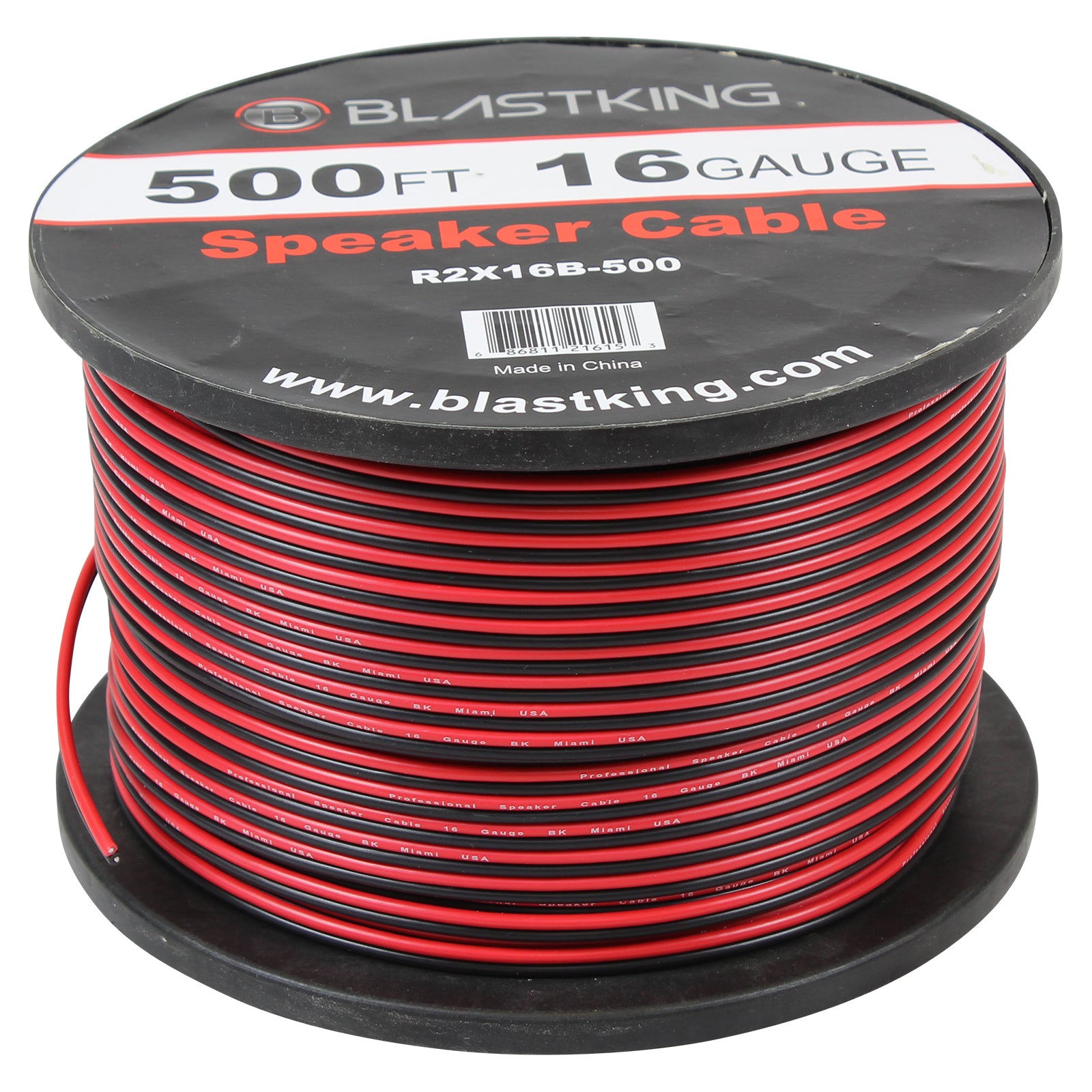 Blastking R2X16B-500 16 AWG 2-Conductor Speaker Cable 500 Ft