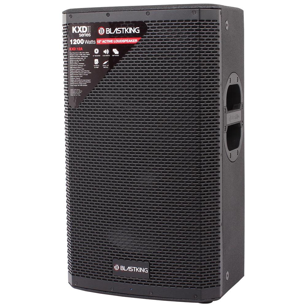 Blastking KXDII12A-PREMIUM (2) 12” Active Loudspeakers 1200 Watts Class-D Bi Amp DSP Mode with Stands, Cables and Bags