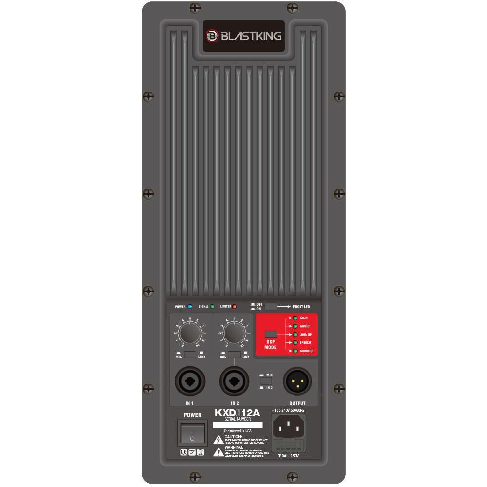 Blastking KXDII12A-ELITE (2) 12” Active Loudspeakers 1200 Watts Class-D Bi Amp DSP Mode with 12 Channel Analog Mixing Console, Microphone, Stands and Cables
