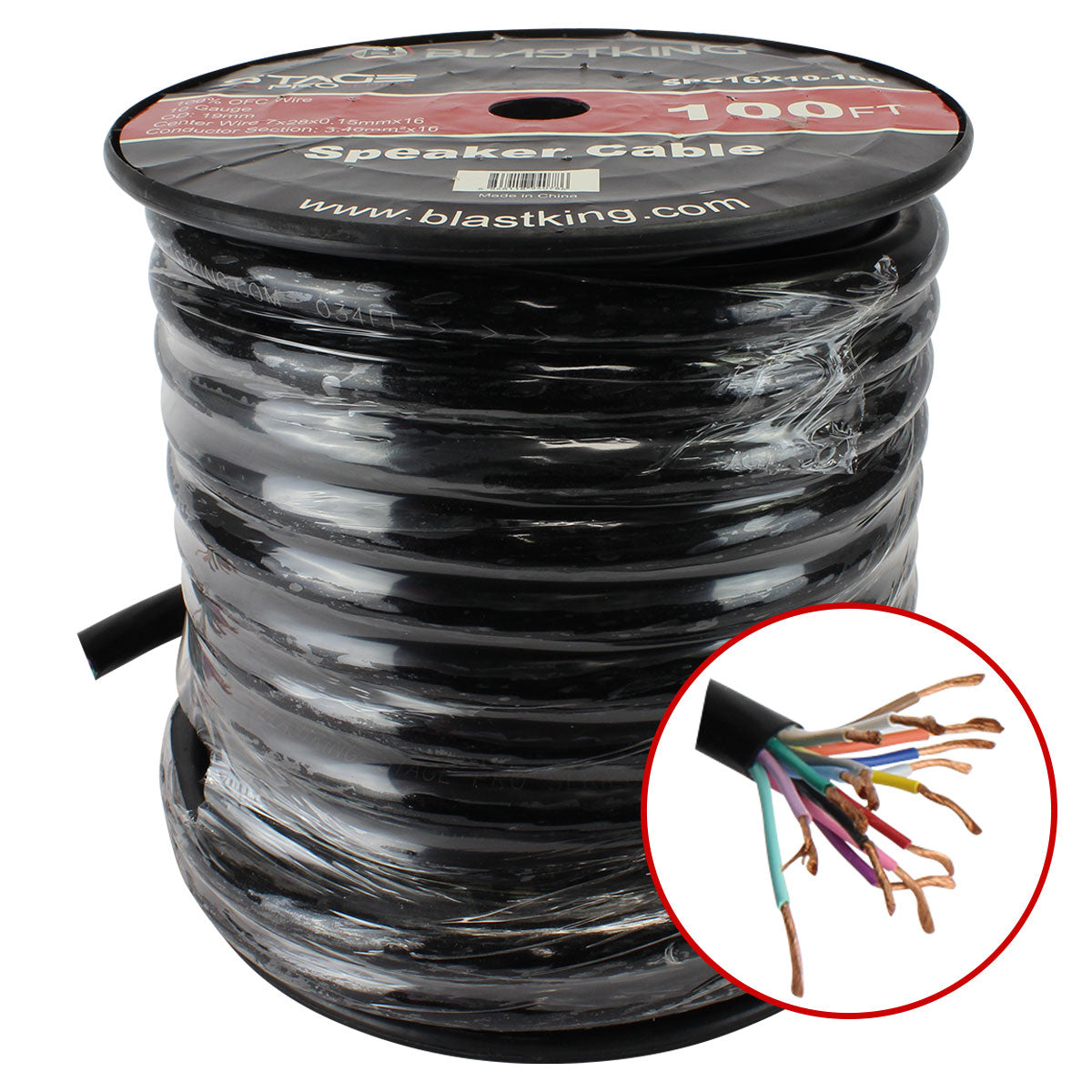 Blastking SPC16X10-100 10 AWG 16-Conductor Speaker Cable 100 Ft