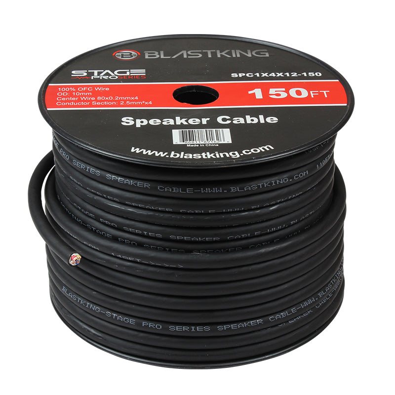 Blastking SPC1X4X12-150 12 AWG 4-Conductor Speaker Cable 150 Ft