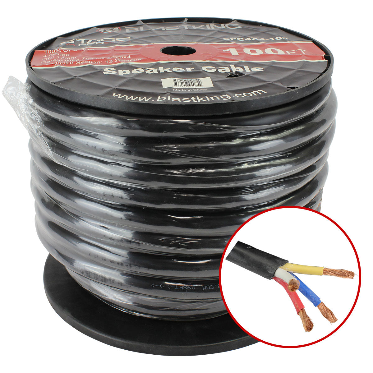 Blastking SPC4X4-100 4 AWG 4-Conductor Speaker Cable 100 Ft