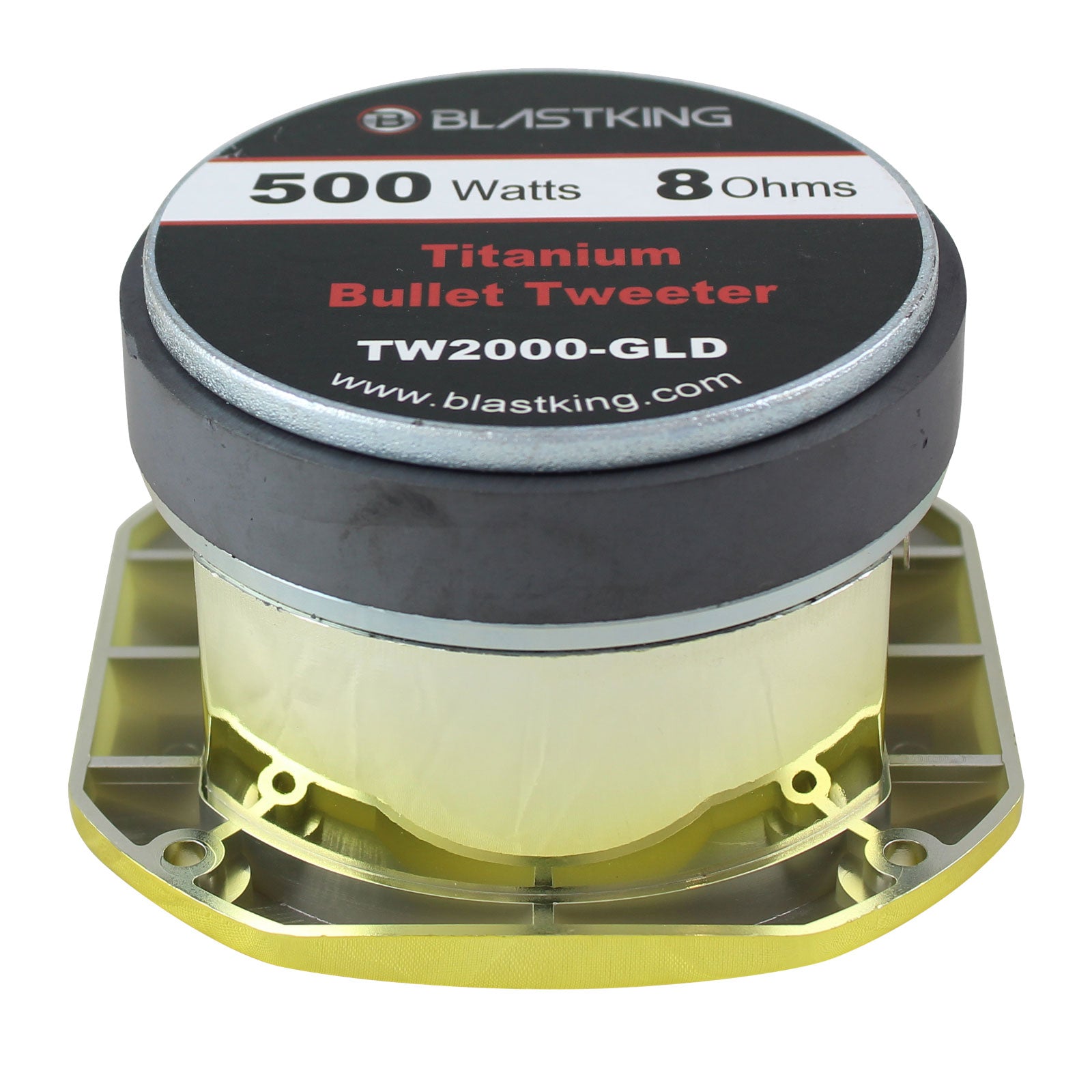 Blastking TW2000-GLD 500 Watts 4x4 inch 1.5 inch VC Titanium Bullet Tweeter Gold