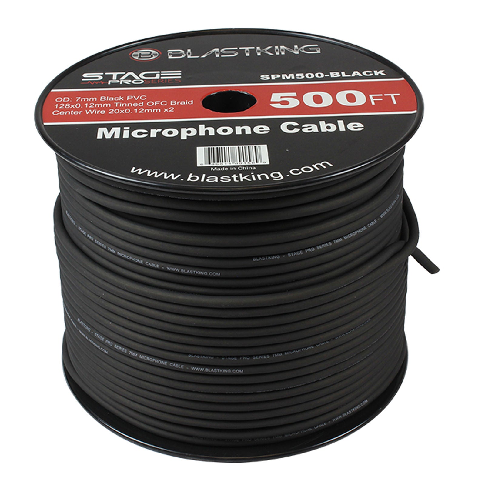 Blastking SPM500-BLACK 2-Conductor OFC Microphone Cable 500 Ft Black