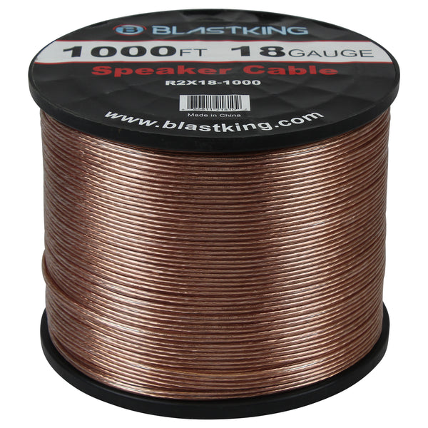 18 Gauge 1000' top ft. Transparent BLUE 2 Conductor Speaker Wire Audio Cable Car