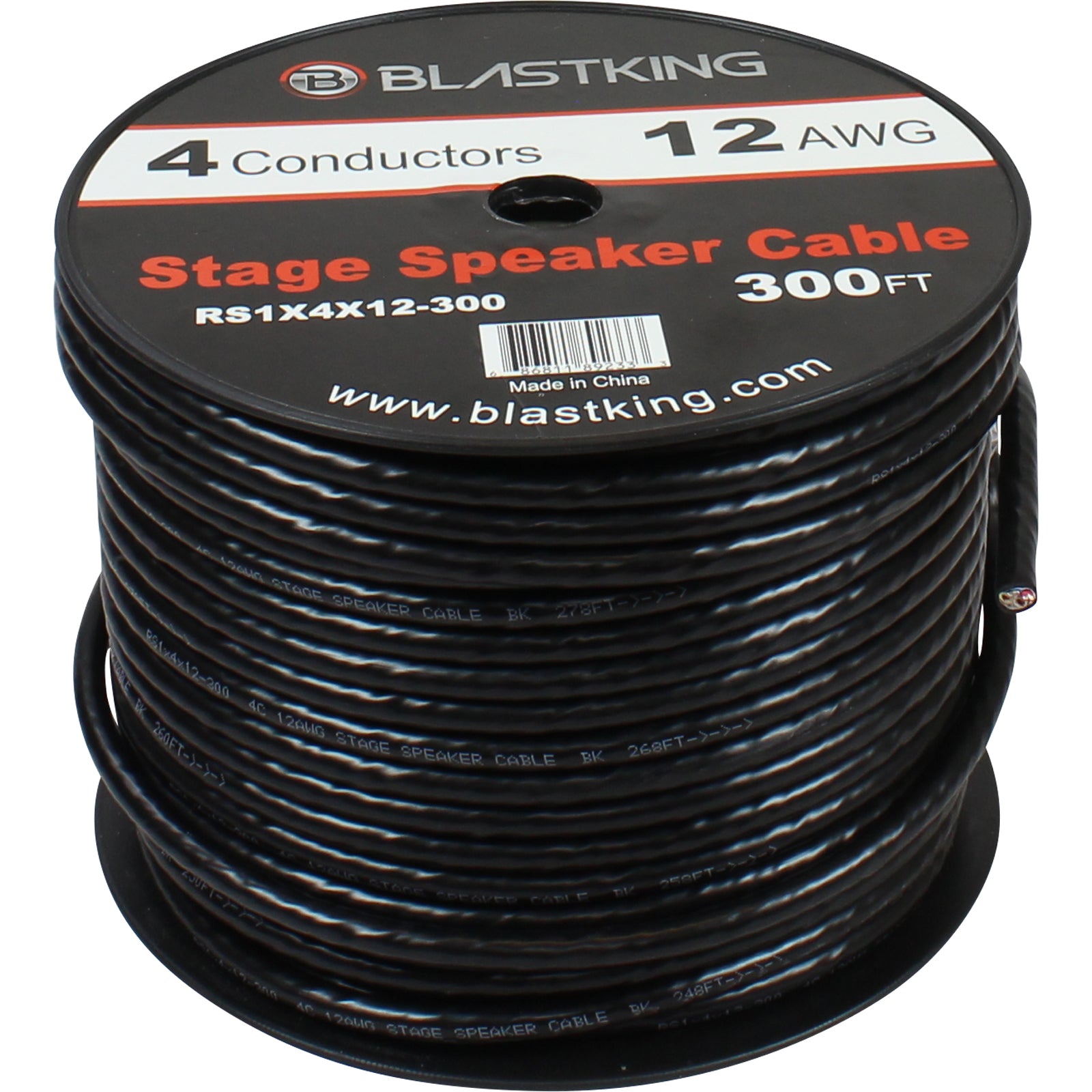 Blastking RS1X4X12-300 12 AWG 4-Conductor Speaker Cable 300 Ft