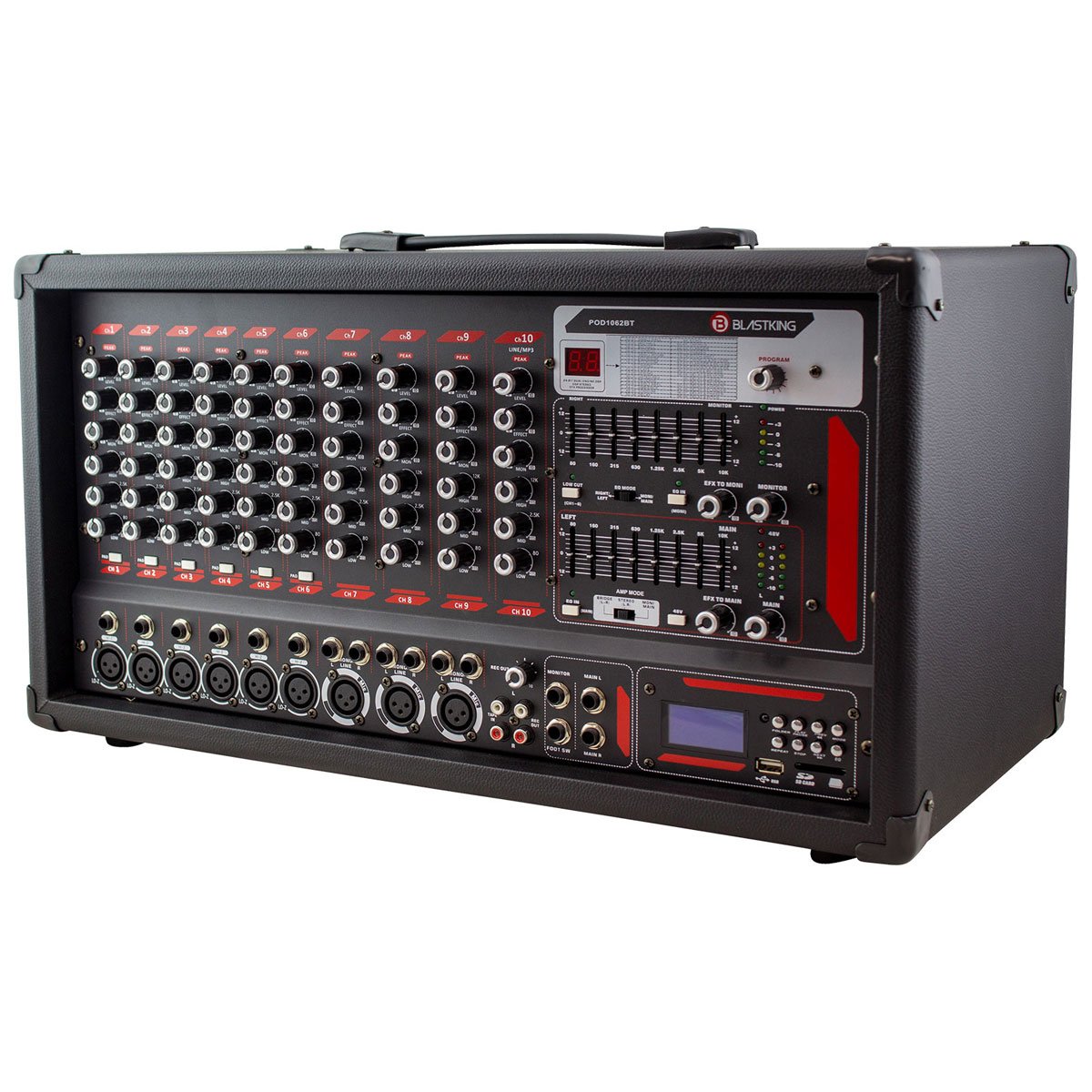 Blastking POD1062BT 10-Channel Powered Mixer with Bluetooth, MP3 Playe