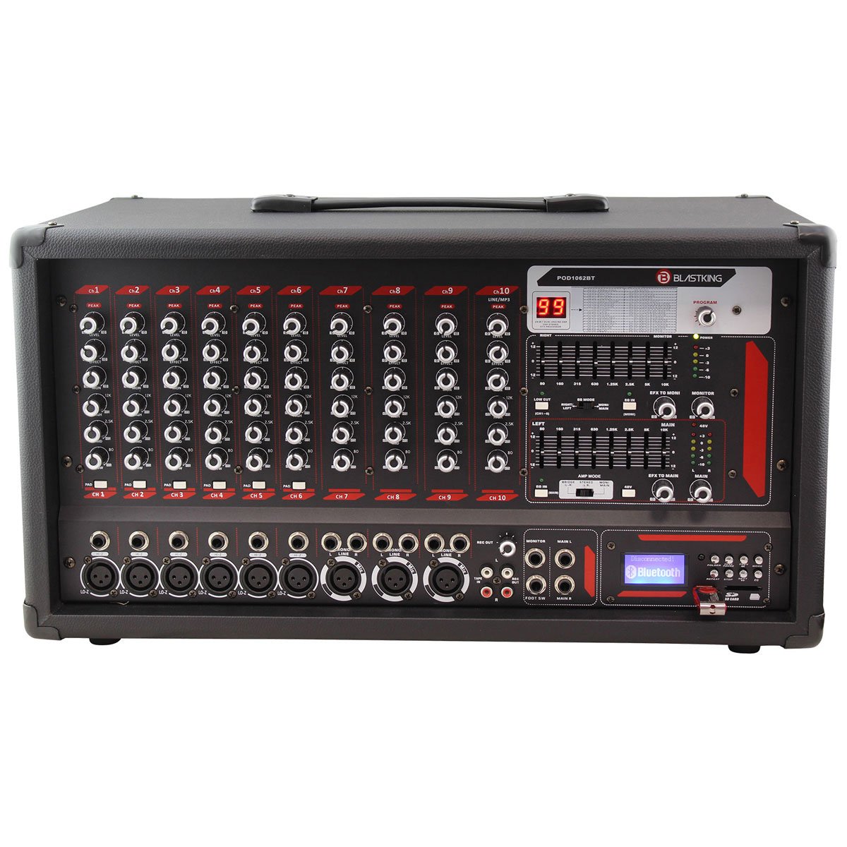 Blastking POD1062BT 10-Channel Powered Mixer with Bluetooth, MP3 Playe